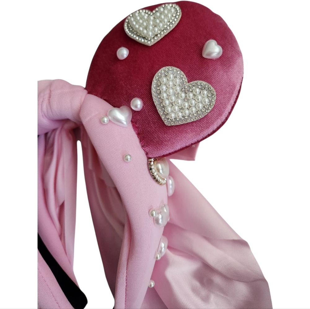Custome Made Pink Heart Minnie Ears Headband - Picture 3 of 4